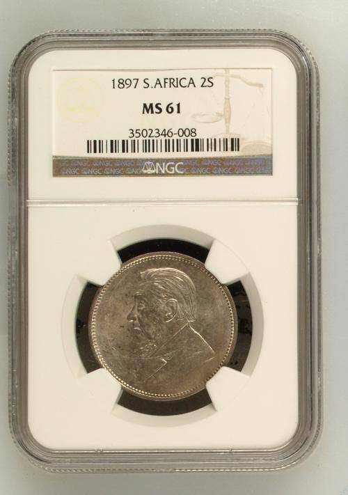 *** A Real Gem *** ZAR 1897 Two Shillings - NGC Graded MS61 - Hern's UNC Value = R4,500.00